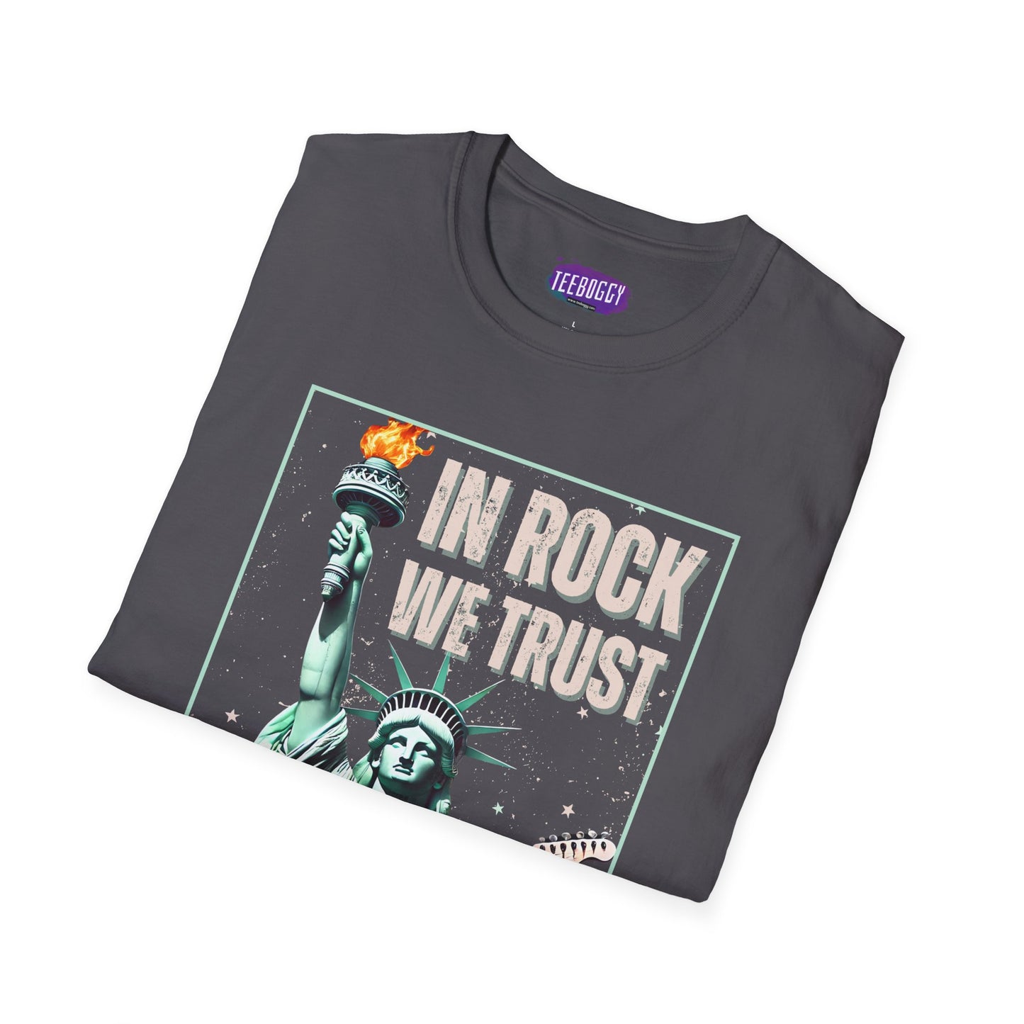 Patriotic Rock T-Shirt - 'In Rock We Trust' | Softstyle