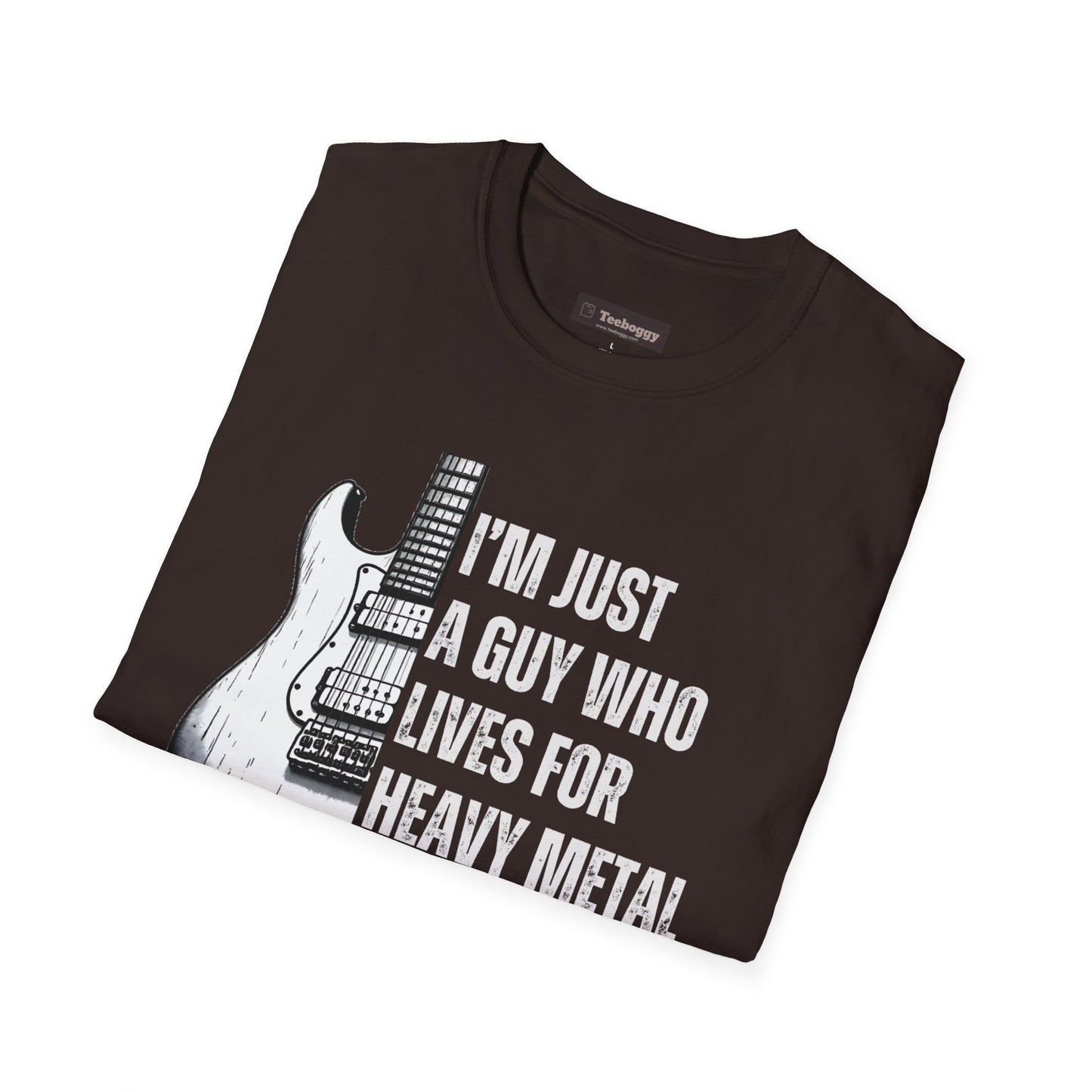 I'm Just A Guy Who Lives For Heavy Metal T-Shirt — Rock Guitar Graphic Tee