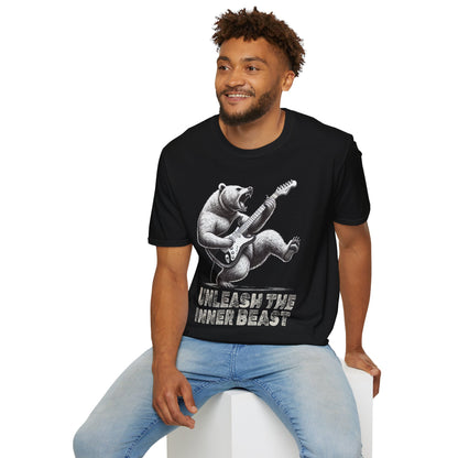 Graphic Tee Unleash the Inner Beast Grizzly Bear Rock Guitar T-Shirt