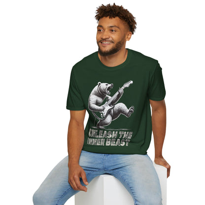 Graphic Tee Unleash the Inner Beast Grizzly Bear Rock Guitar T-Shirt