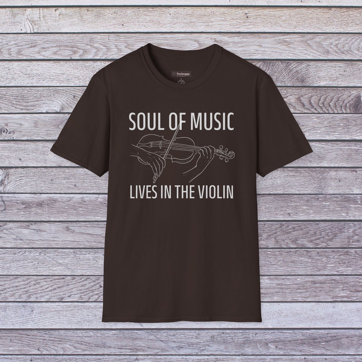 Violin Line Art Tee — "Soul of Music Lives in the Violin"