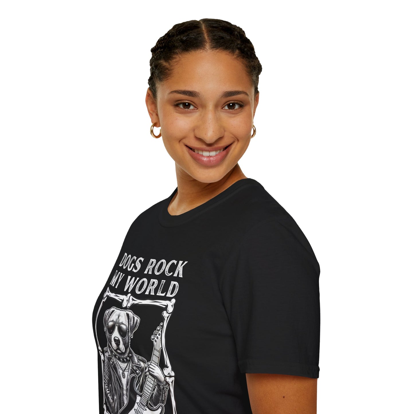 Dogs Rock My World, T-Shirt — Rock & Roll Dog Graphic Tee