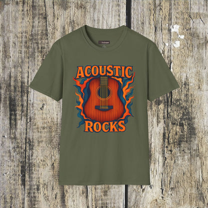 Acoustic Guitar T-Shirt — "Acoustic Rocks" Folk & Rock Tee