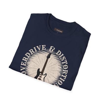 Overdrive & Distortion Guitar T-Shirt — Retro Stratocaster Design