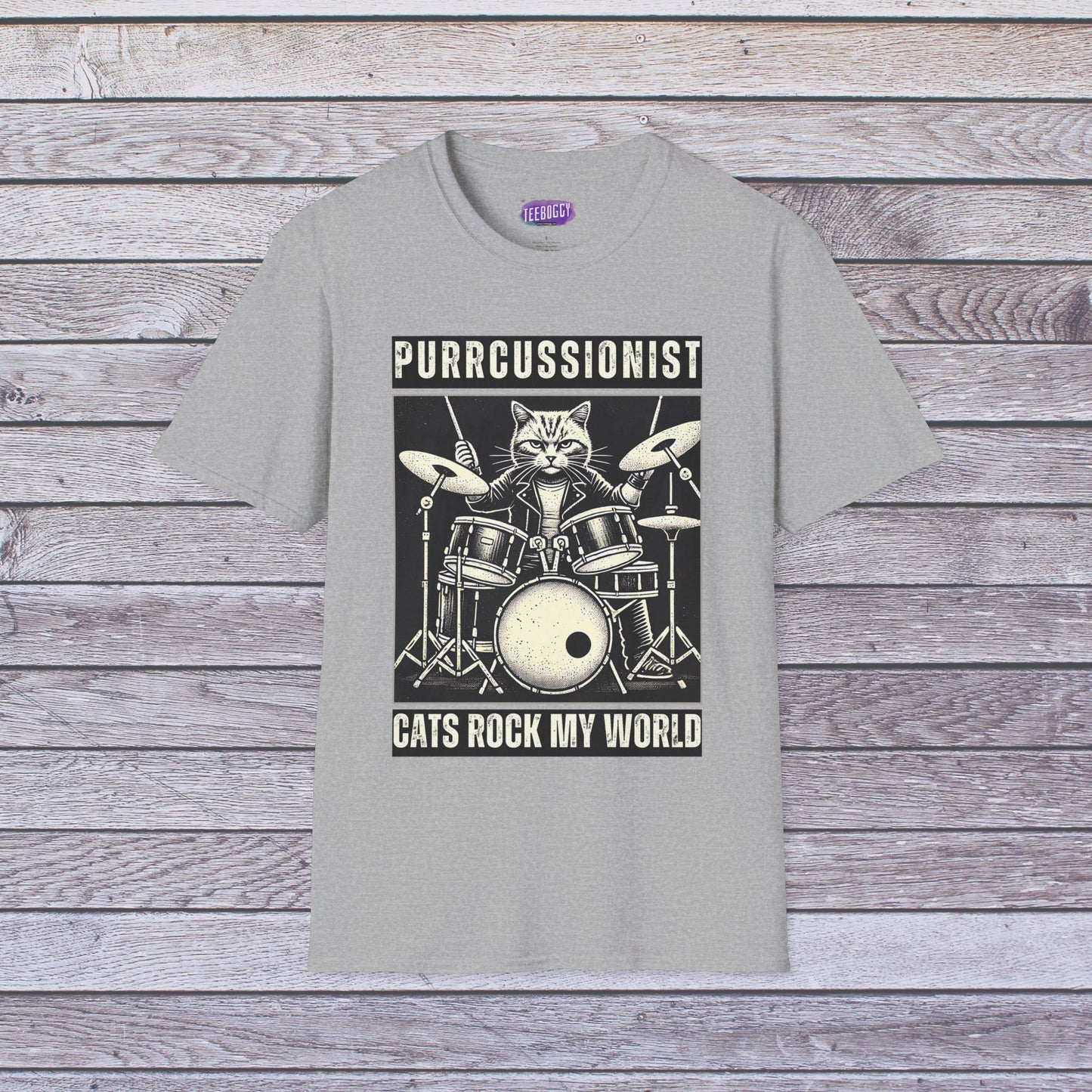 Cat Rocker T-Shirt - Purrcussionist