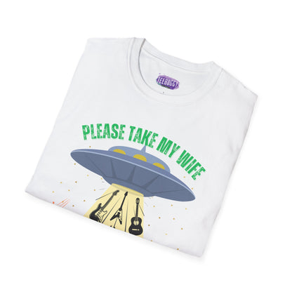 Alien Spaceship Abducting Guitars T-Shirt