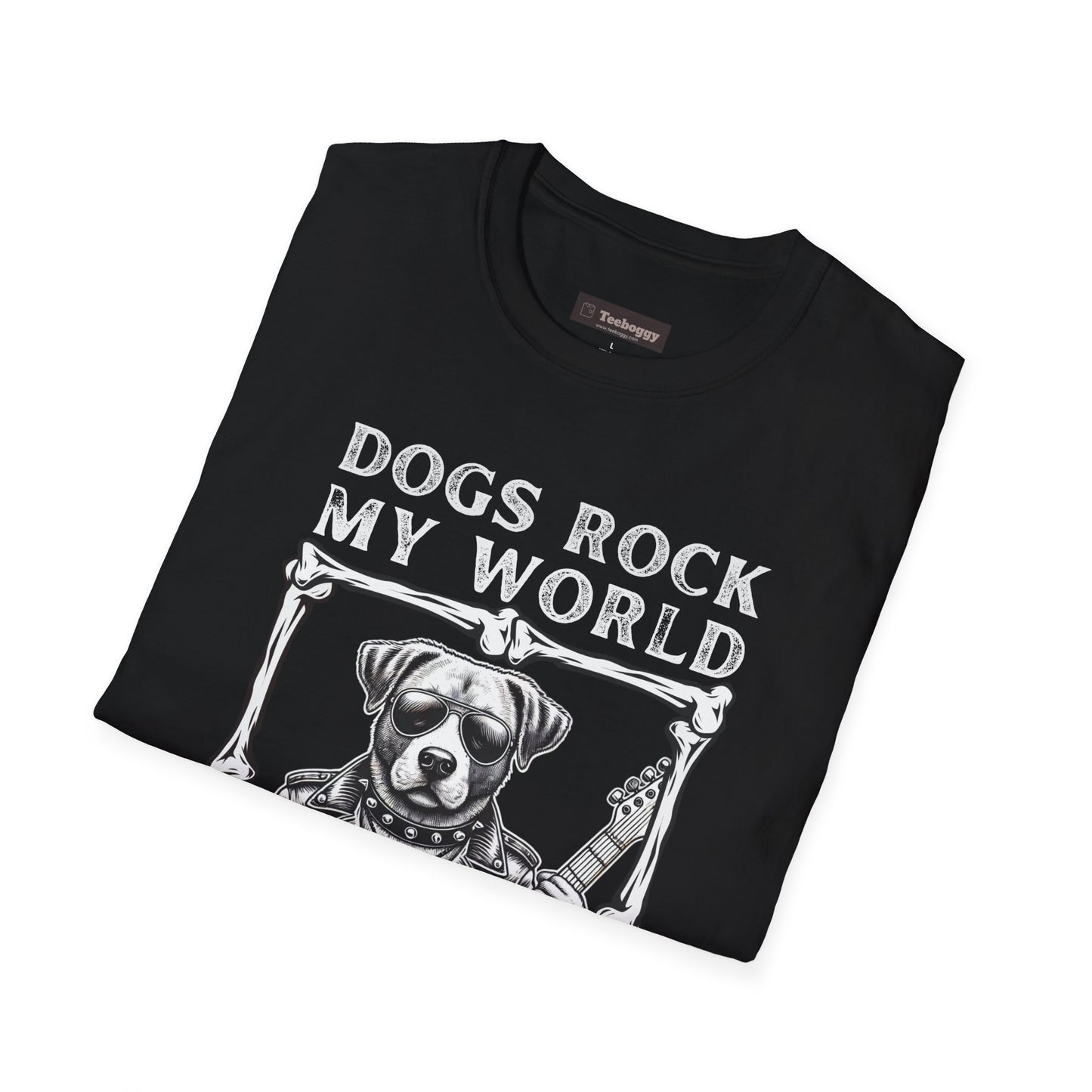Dogs Rock My World, T-Shirt — Rock & Roll Dog Graphic Tee