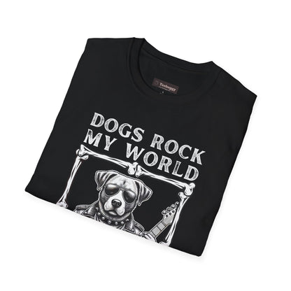 Dogs Rock My World, T-Shirt — Rock & Roll Dog Graphic Tee
