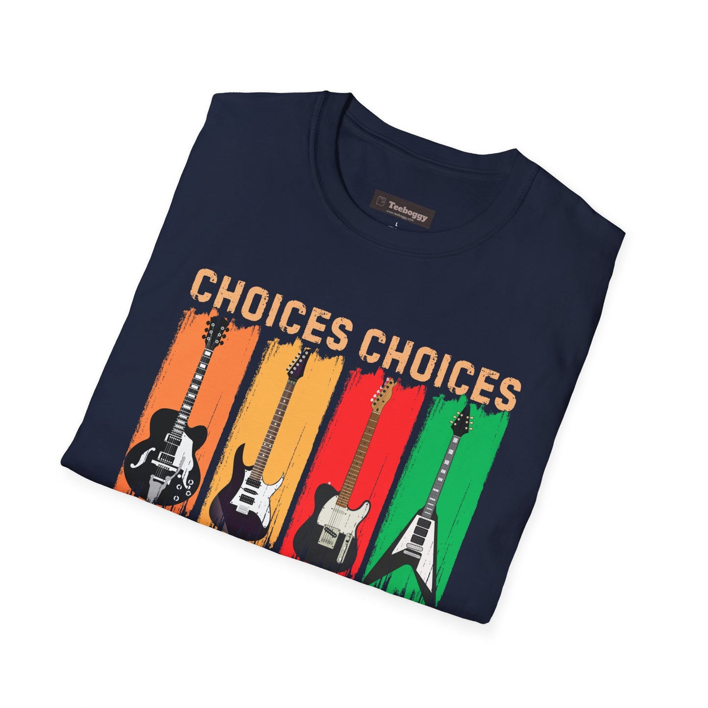 Rock Guitar T‑Shirt — "Choices Choices, Which Beauty for Today" Retro Guitar Types