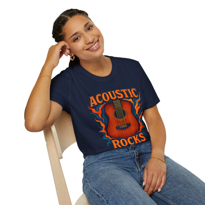 Acoustic Guitar T-Shirt — "Acoustic Rocks" Folk & Rock Tee