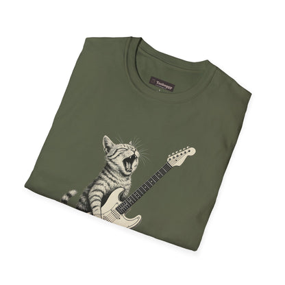 Cat Rocking-Out With Guitar, Hell Yeah!, T-Shirt.