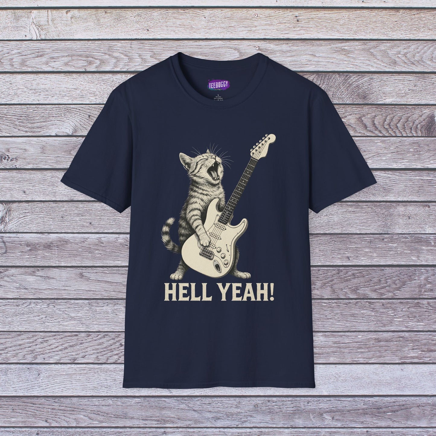 Cat Rock Unisex T-Shirt - Hell Yeah Guitarist Tee