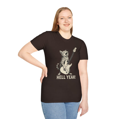 Cat Rocking-Out With Guitar, Hell Yeah!, T-Shirt.