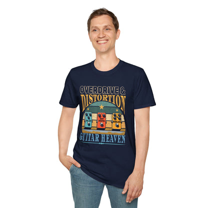 Guitar Pedals T-Shirt — "Overdrive and Distortion, Guitar Heaven"