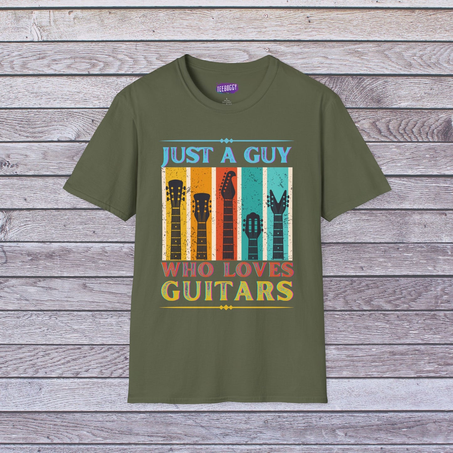 Guitar Headstocks Unisex T-Shirt - 'Just a Guy Who Loves Guitars'