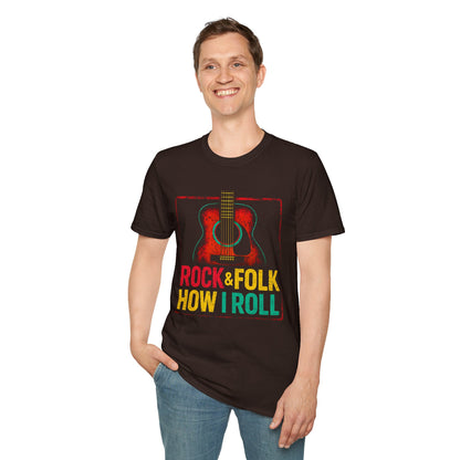 Rock & Folk How I Roll T-Shirt — Acoustic Guitar Music Tee