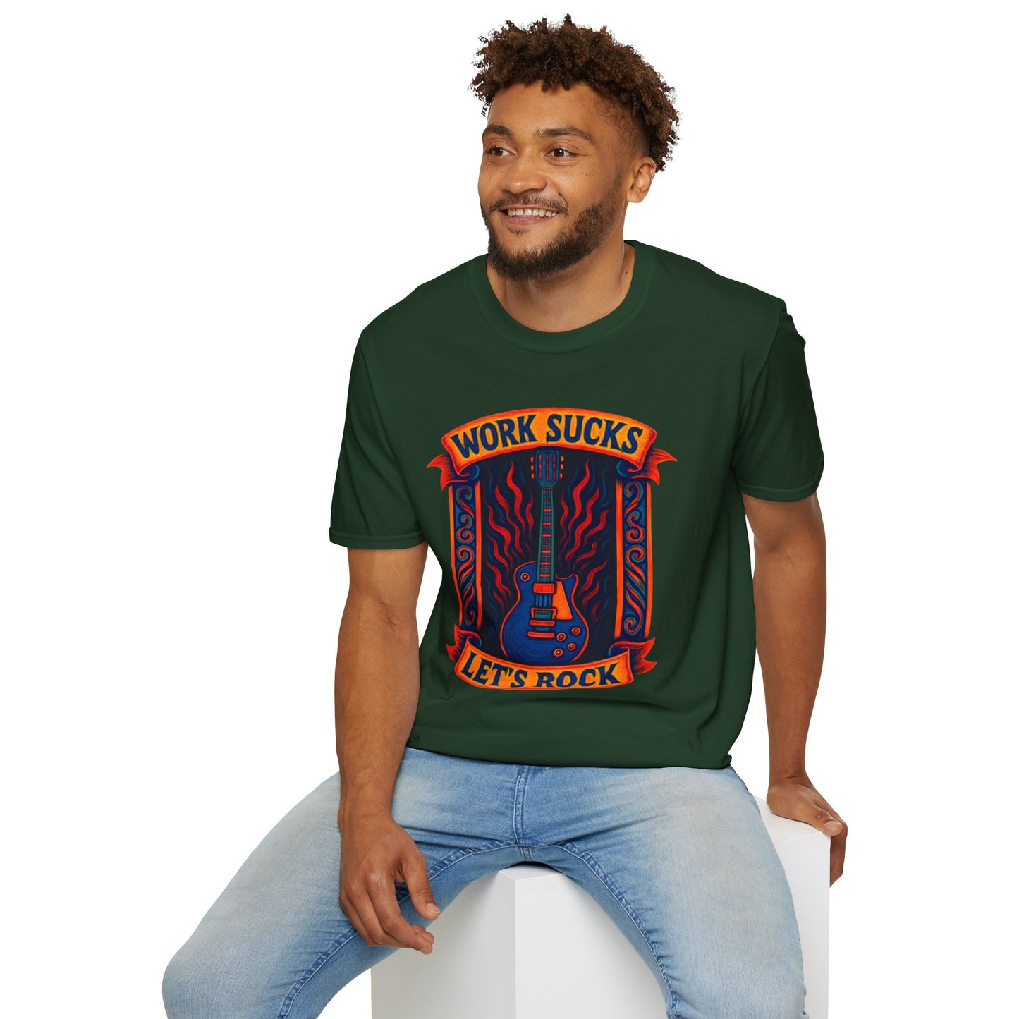 Rock Guitar T-Shirt - Work Sucks, Let's Rock