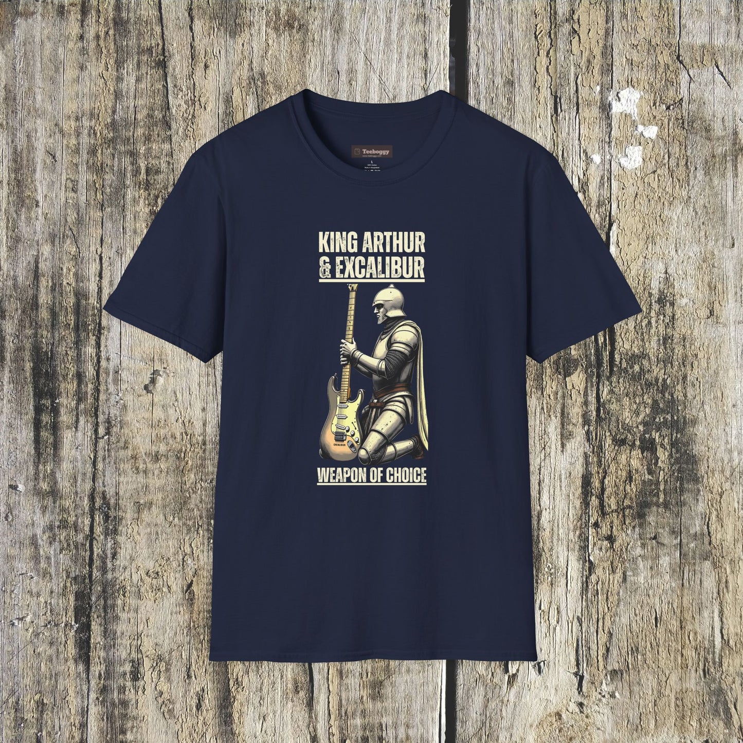 King Arthur Guitar Tee — Excalibur Rock T-Shirt
