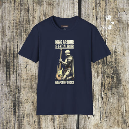 King Arthur Guitar Tee — Excalibur Rock T-Shirt