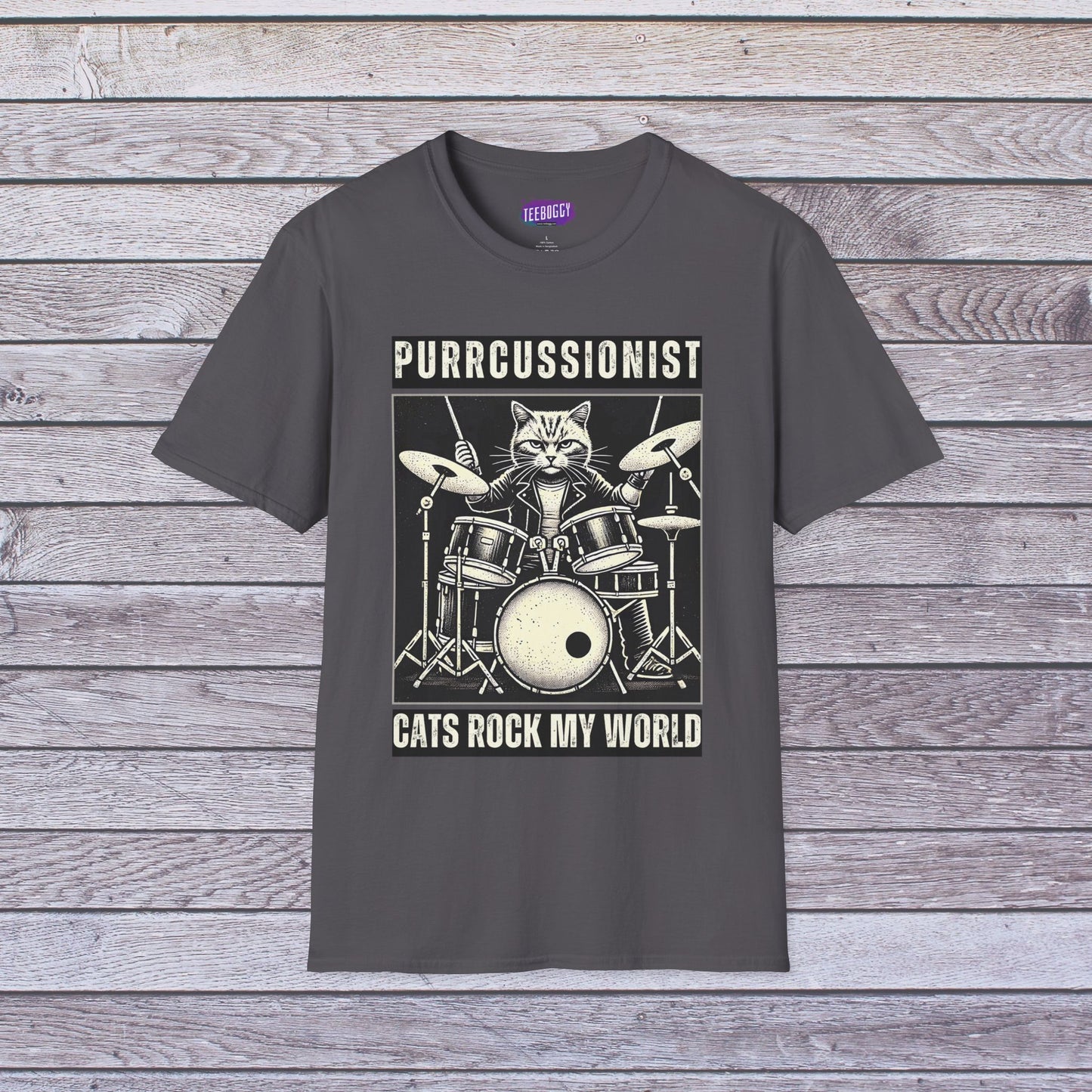 Cat Rocker T-Shirt - Purrcussionist