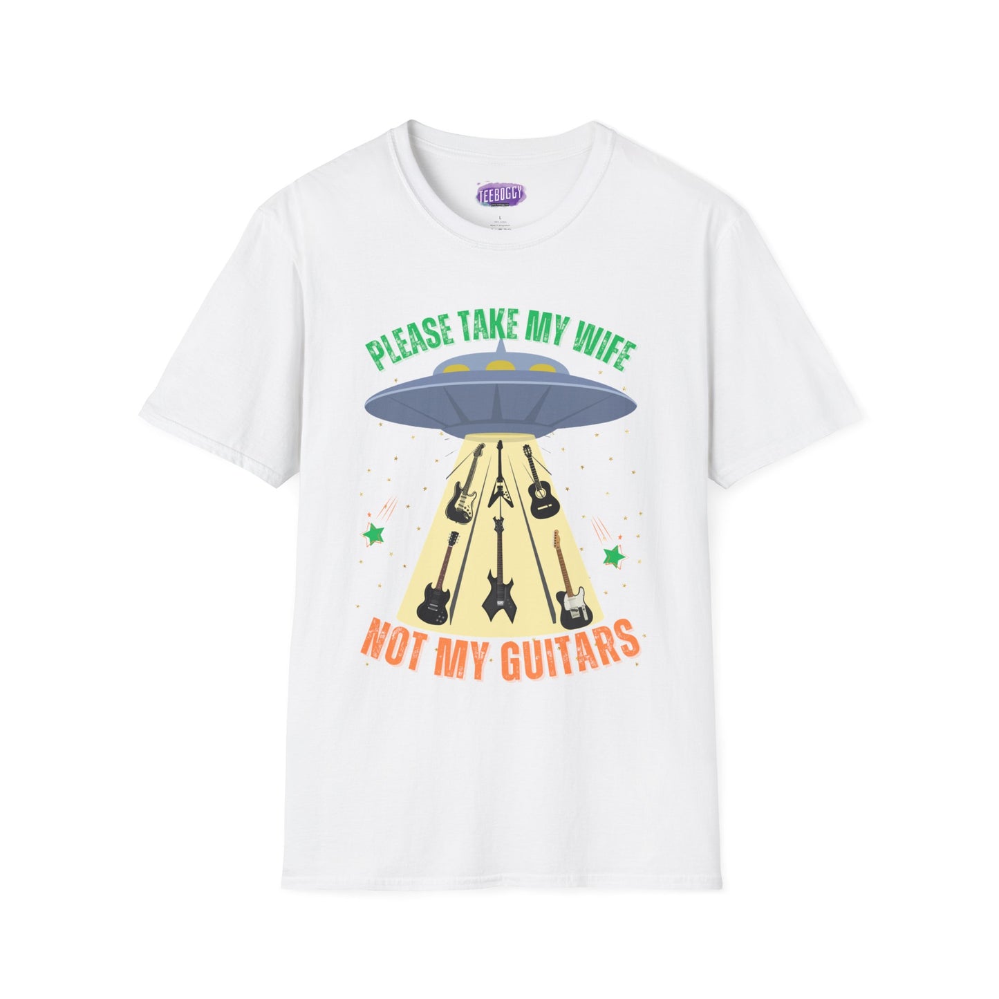 Alien Spaceship Abducting Guitars T-Shirt