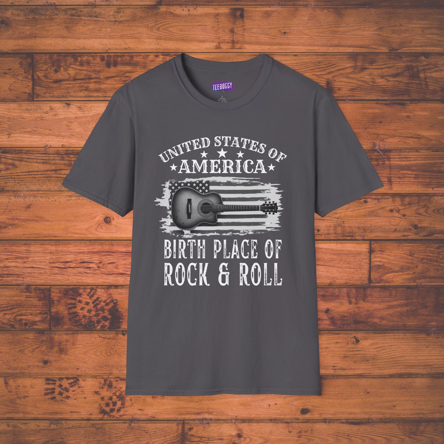 Graphic Tee USA Rock and Roll Acoustic Guitar T-Shirt