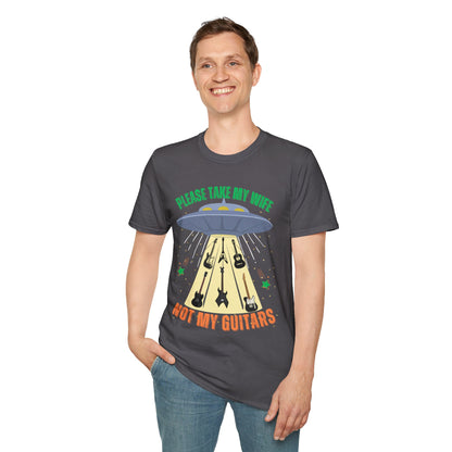 Alien Spaceship Abducting Guitars T-Shirt