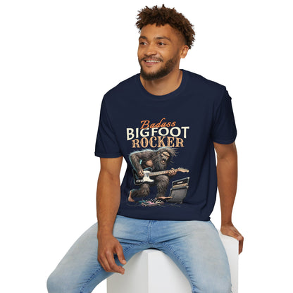 Sasquatch Rocker T-Shirt - Badass Bigfoot Guitar Tee