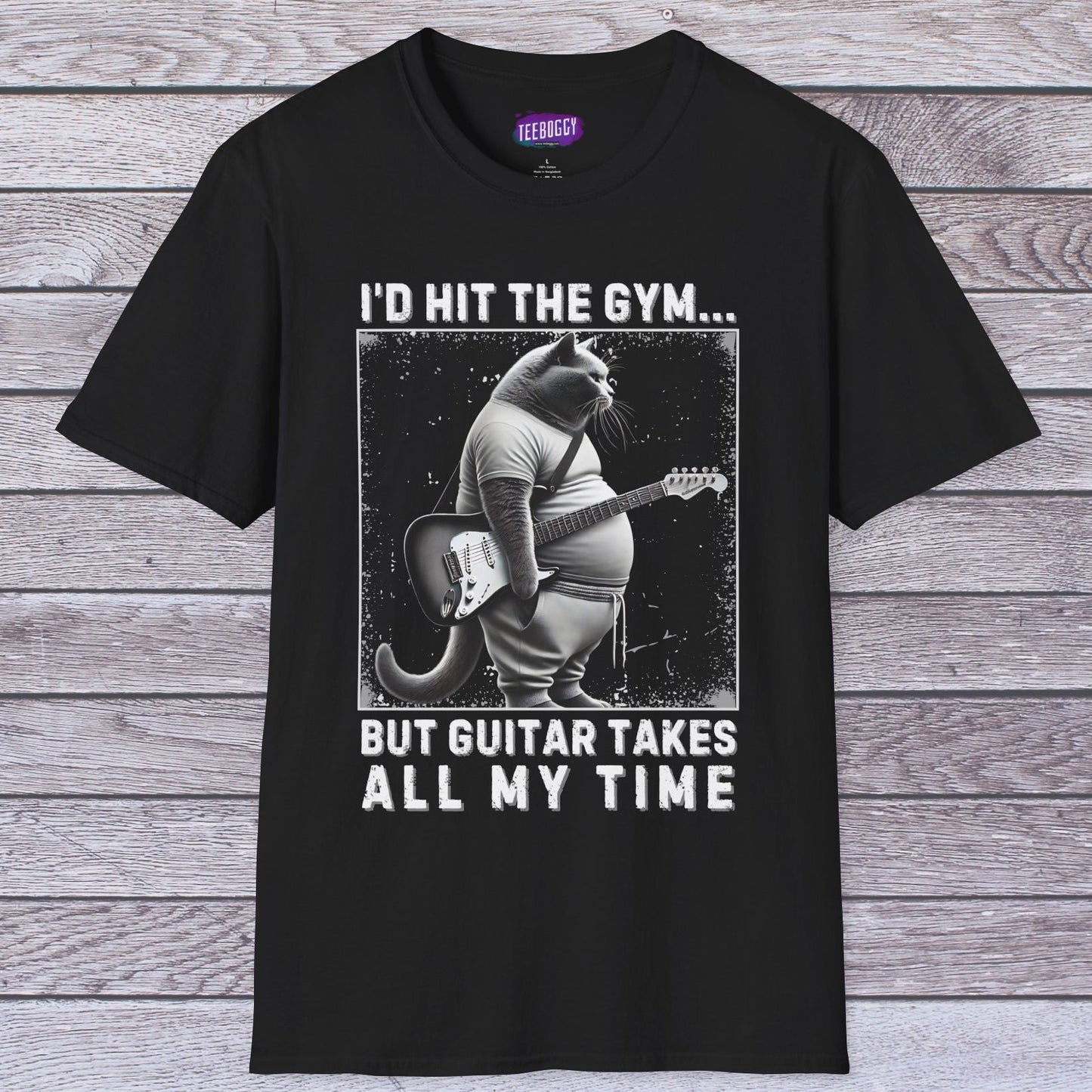 Funny Fat Cat Guitar Unisex T-Shirt