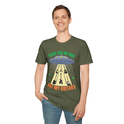 Alien Spaceship Abducting Guitars T-Shirt