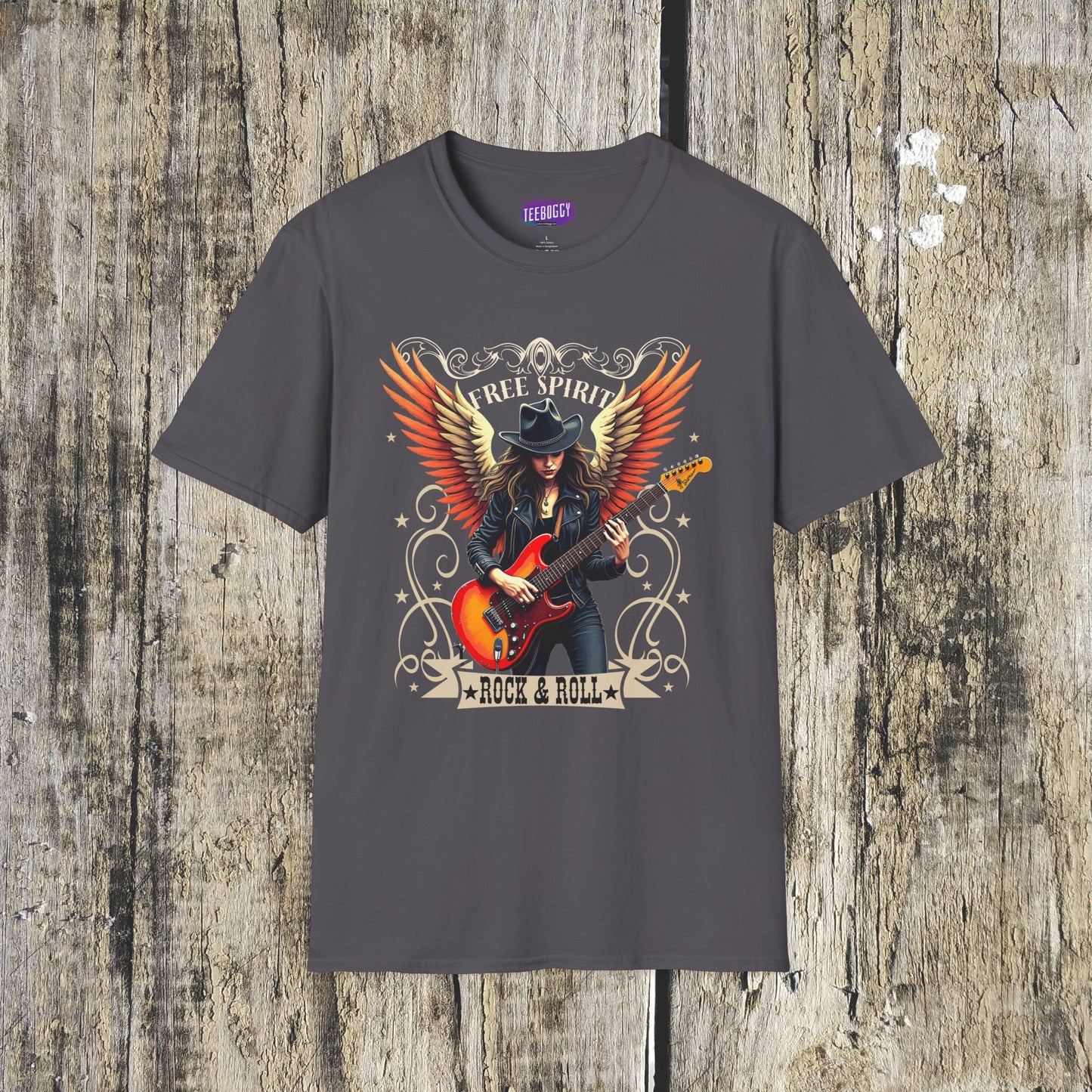 Rock & Roll Winged Guitar Girl T-Shirt