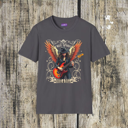Rock & Roll Winged Guitar Girl T-Shirt
