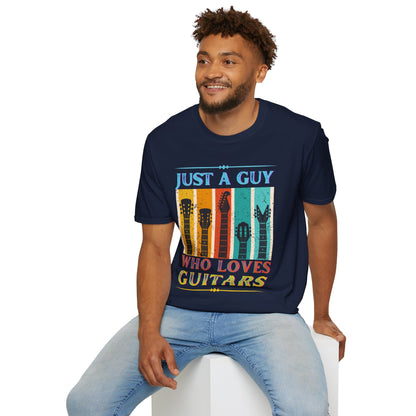 Guitar Headstocks Unisex T-Shirt - 'Just a Guy Who Loves Guitars'