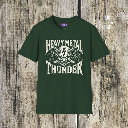 Heavy Metal T-Shirt with Devil's Horns & Thunder Bolt Design