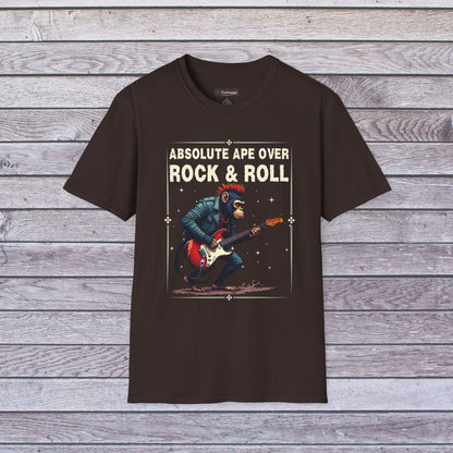 Rocker Chimp T-Shirt — "Absolute Ape, Over Rock and Roll"