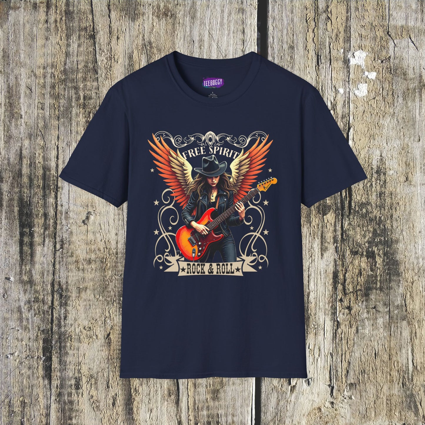 Rock & Roll Winged Guitar Girl T-Shirt