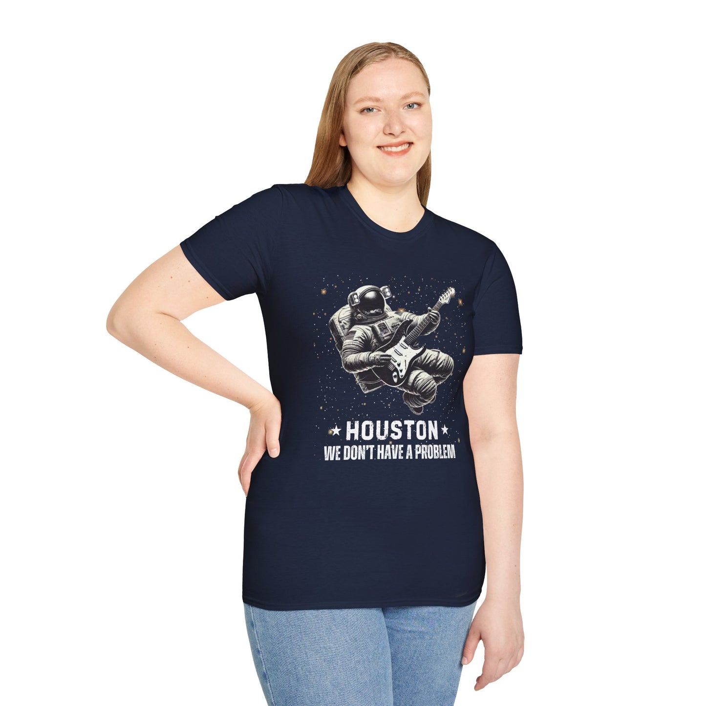 Astronaut Playing Guitar T-Shirt — "Houston, We Don't Have a Problem!"