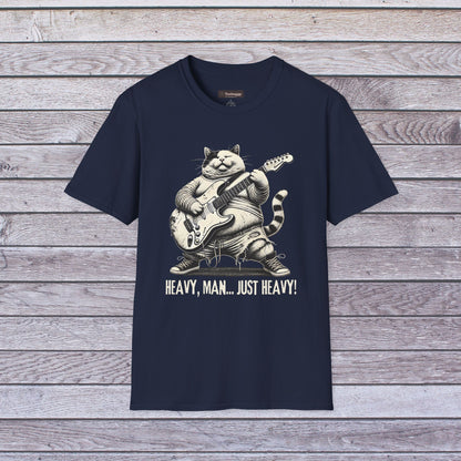 Funny Rocker Fat Cat T-Shirt – “Heavy Man… Just Heavy!”