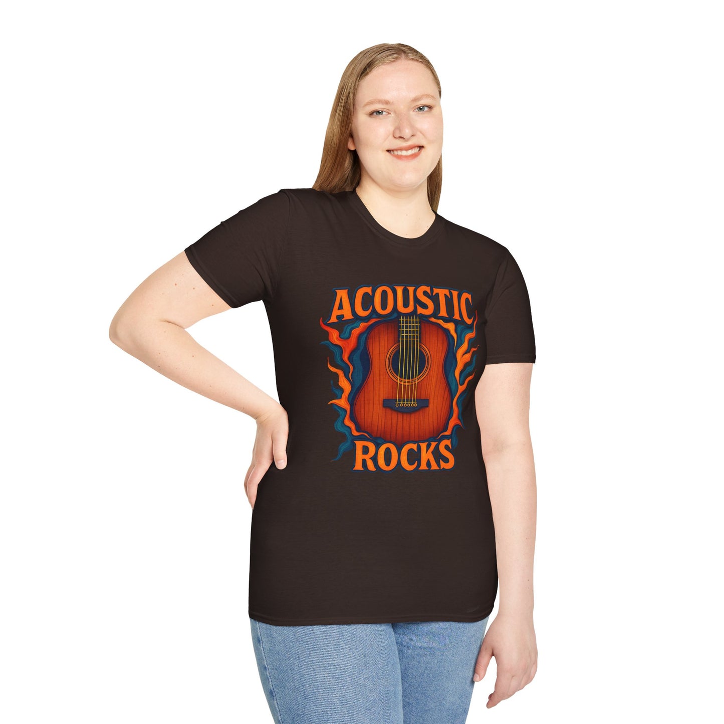 Acoustic Guitar T-Shirt — "Acoustic Rocks" Folk & Rock Tee