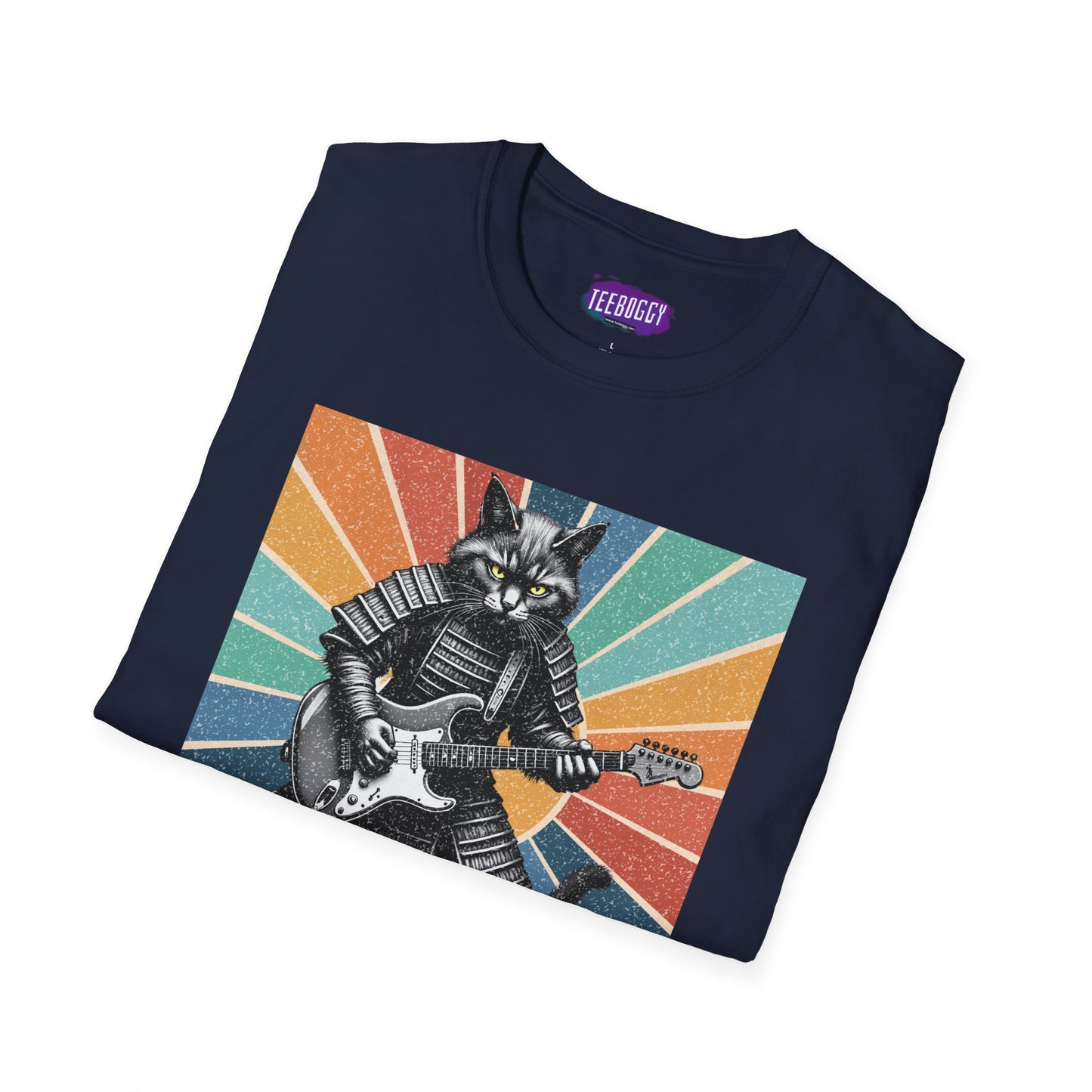 Samurai Cat Guitar Katana T-Shirt