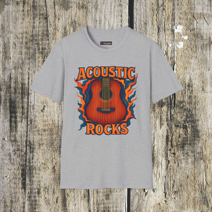 Acoustic Guitar T-Shirt — "Acoustic Rocks" Folk & Rock Tee
