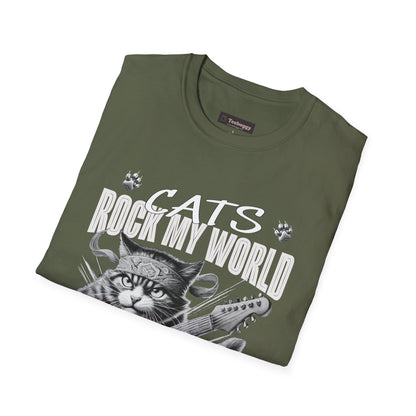 Rocker Cat T-Shirt - Cats Rock My World - R U Feline The Music