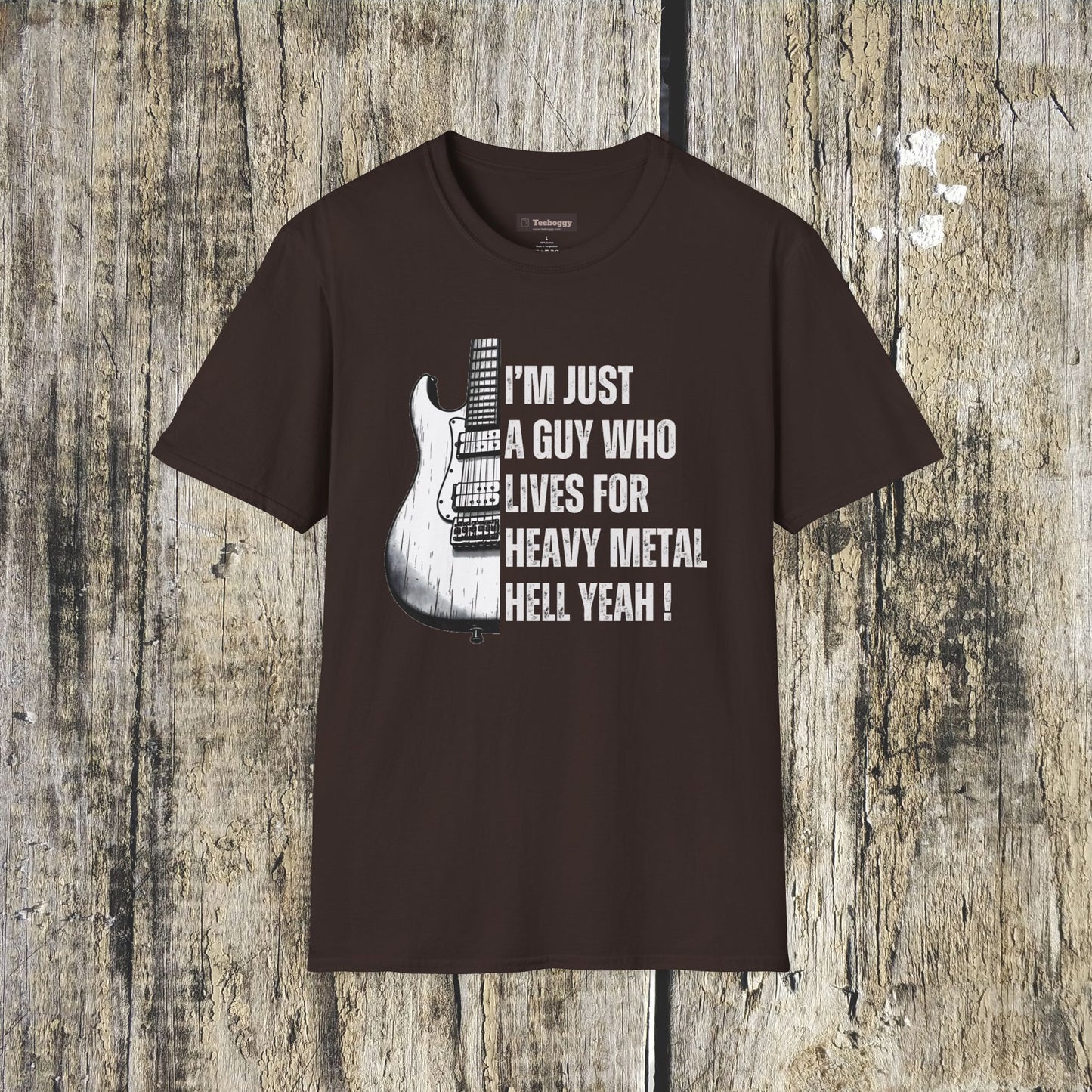I'm Just A Guy Who Lives For Heavy Metal T-Shirt — Rock Guitar Graphic Tee