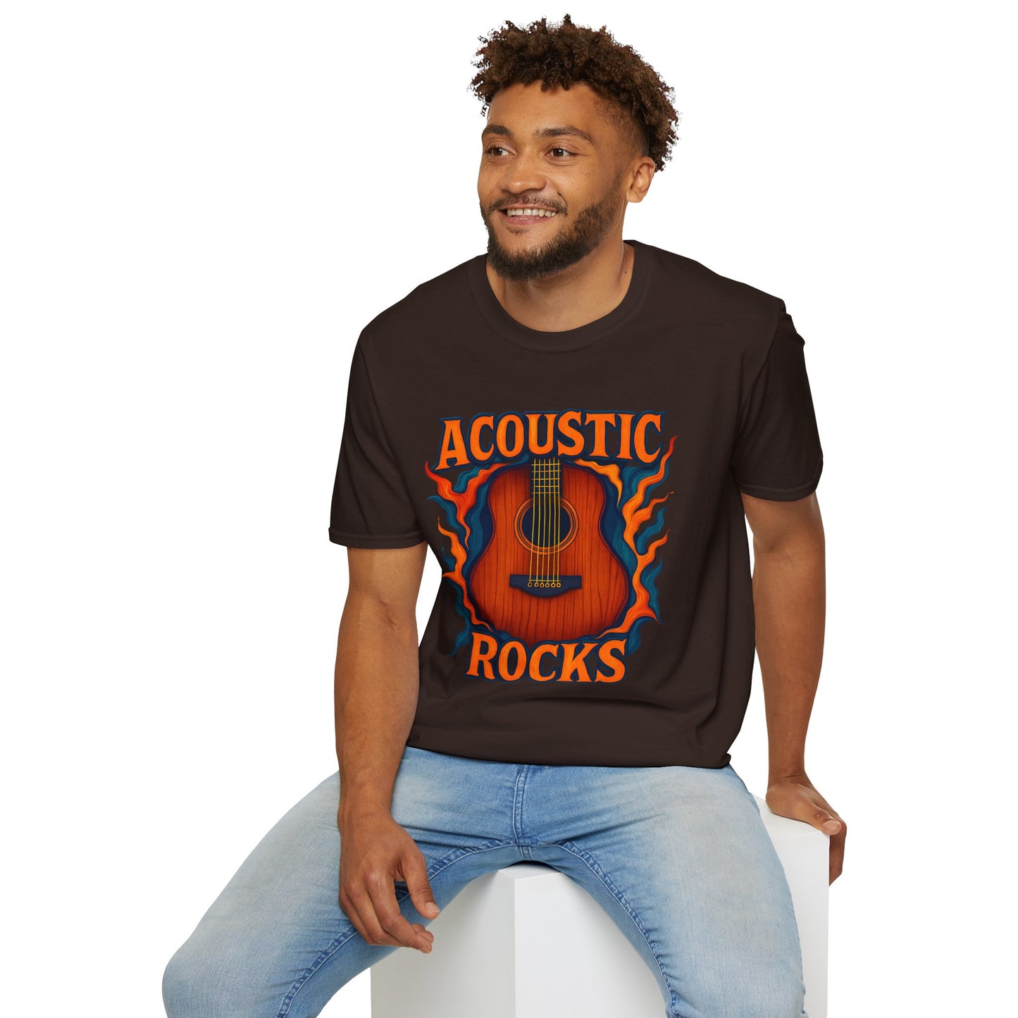 Acoustic Guitar T-Shirt — "Acoustic Rocks" Folk & Rock Tee