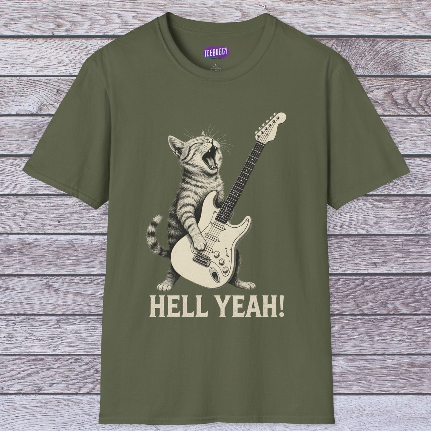 Cat Rock Unisex T-Shirt - Hell Yeah Guitarist Tee