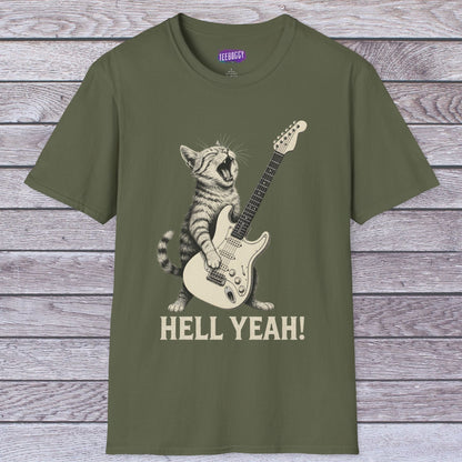 Cat Rock Unisex T-Shirt - Hell Yeah Guitarist Tee