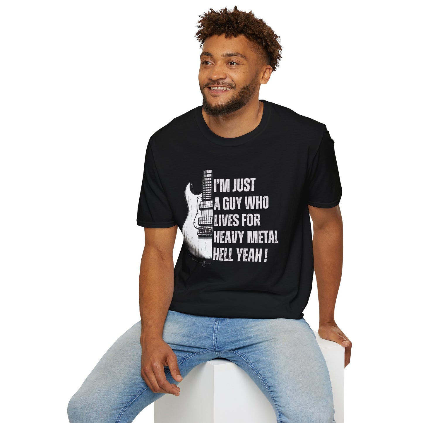 I'm Just A Guy Who Lives For Heavy Metal T-Shirt — Rock Guitar Graphic Tee