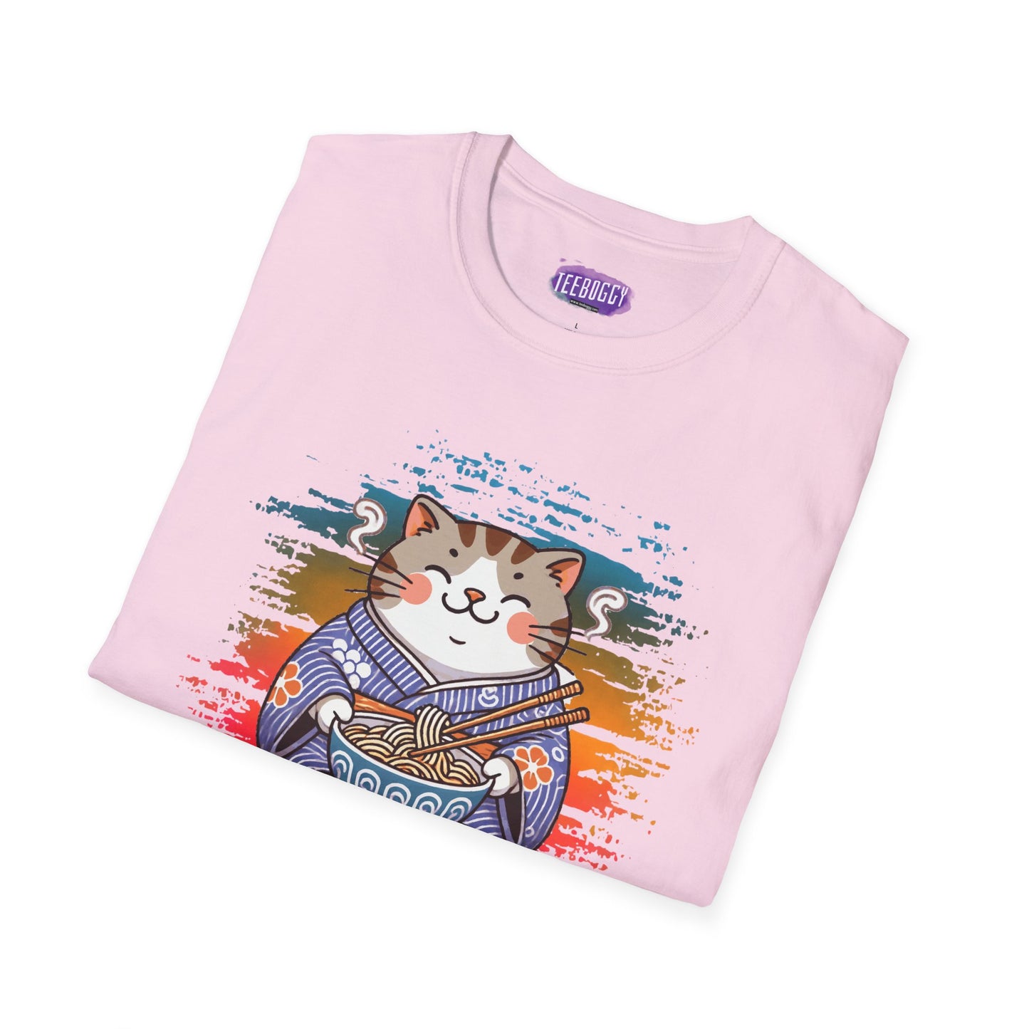 Cat Kimono T-Shirt with Love & Peace Japanese Calligraphy