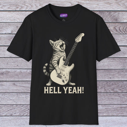 Cat Rock Unisex T-Shirt - Hell Yeah Guitarist Tee