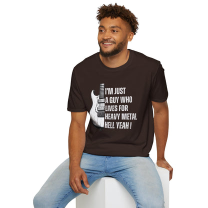 I'm Just A Guy Who Lives For Heavy Metal T-Shirt — Rock Guitar Graphic Tee